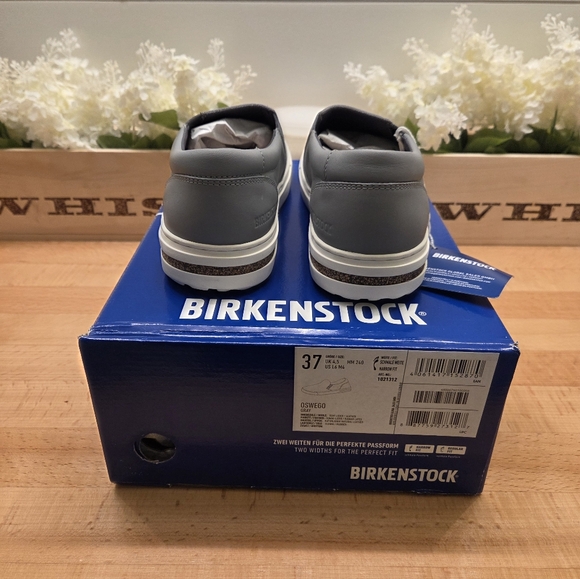 Birkenstock Oswego Leather Slip-On Sneakers Gray Womens Size 37 NIB - Picture 4 of 8